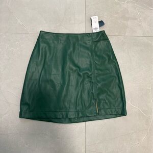 Hollister green leather Mini Skirt